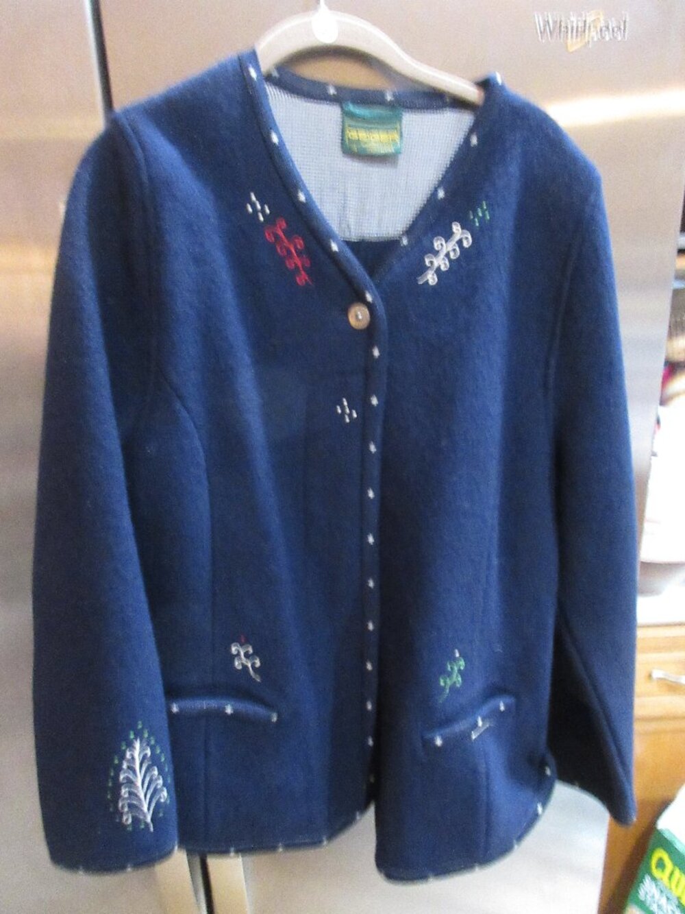 Geiger Australia classic vintage cardigan sweater navy wool 40 m